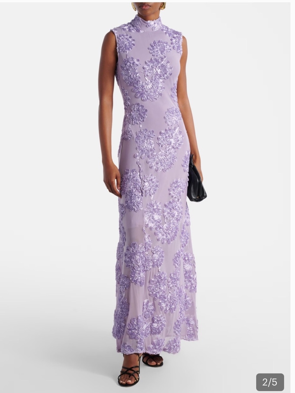 Rotate Lavender Flower Mesh Maxi Dress